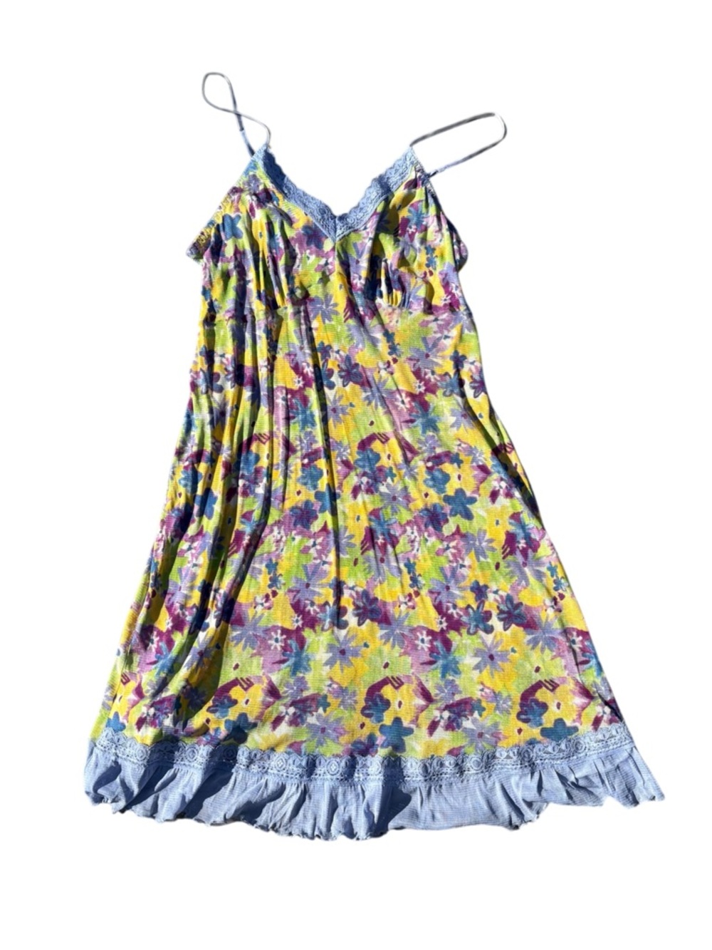 Vintage Y2K WinterSilks 100% Silk Mesh Floral Slip Dress Lace Trim Cami S/M